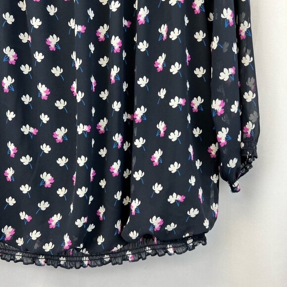 Christopher & Banks Womens Peasant Blouse Multicolor Long Sleeve Smocked Boho M - Picture 8 of 11